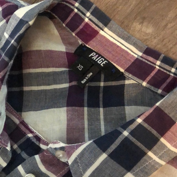 Paige mya plaid lightweight button down top xs - Picture 5 of 8